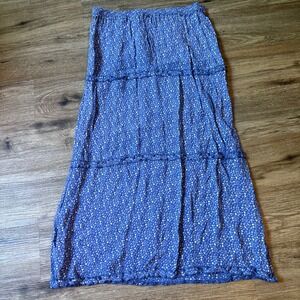 Bill Blass Jeans Maxi‎ Skirt Peasant Floral 90s Vtg | Blue | Size Petite Medium